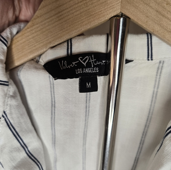 Velvet Heart Brandon Black Stripe Linen Blend Button Front Shirt | Size M - Picture 3 of 7